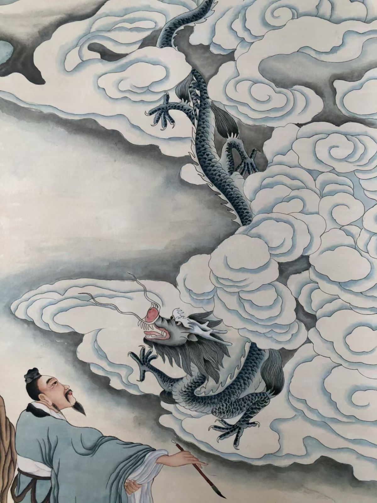 中国古美術. 画竜点睛 四尺純手描き作品.観賞品.文房置物.中国骨董25090701 UBS-PPNI_AC_ID