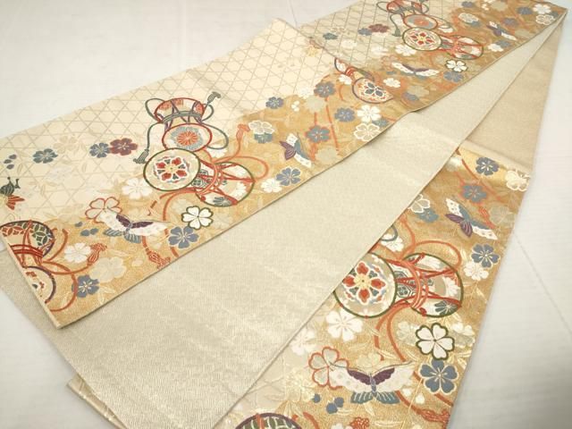 平和屋着物○六通柄袋帯 舞桜 金銀糸 正絹 逸品 DAAP1623ic