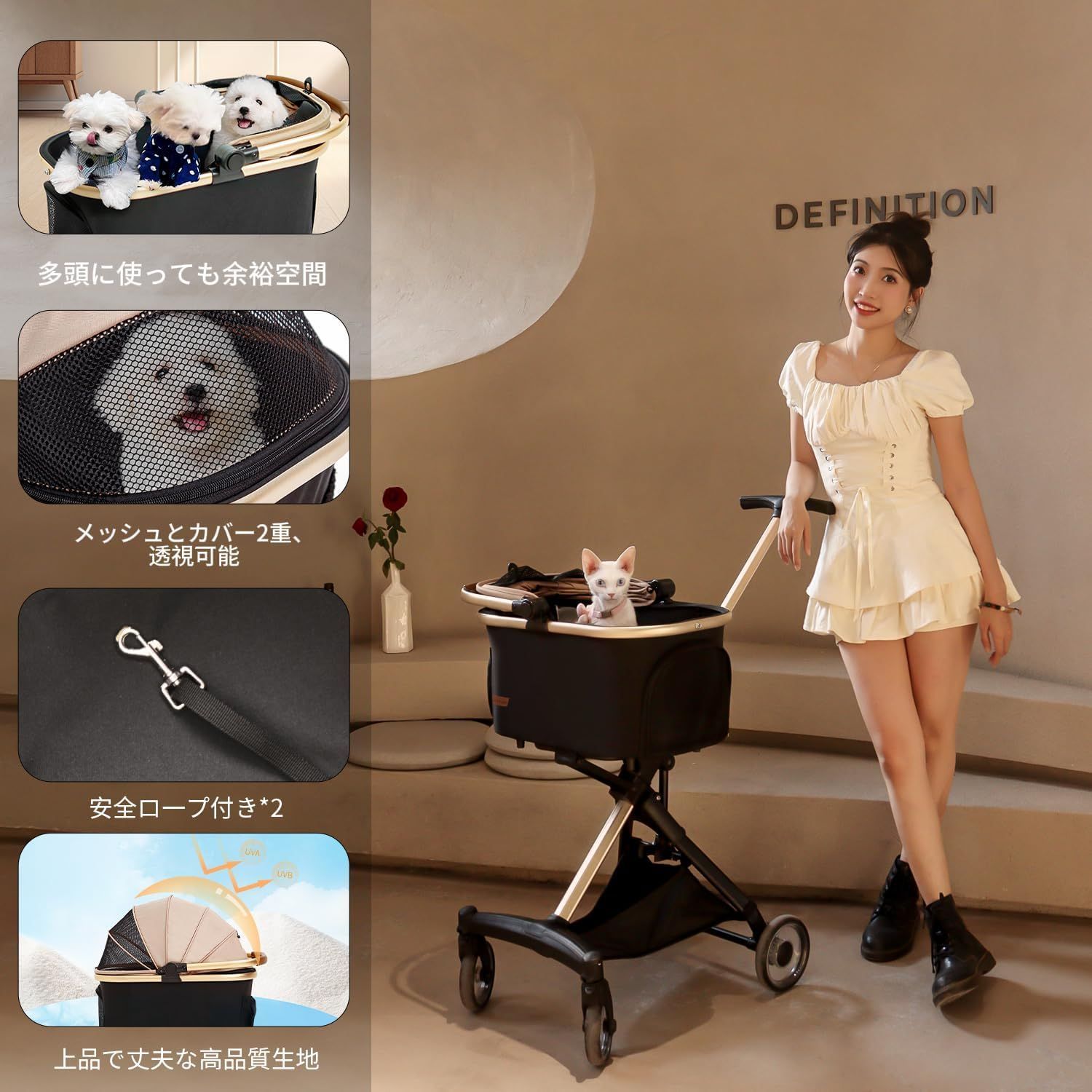 Totoro ball ペットカート 分離型 犬 猫用 バギー いぬ用 コンパクト 軽量 組み立て簡単 折り畳みわんタッチ2way 前輪360°回転 後輪ブレーキ付き 耐荷重20Kg 猫 小型犬多頭 中型犬 散歩 外出便利 グリーン STEELWINDOWSANDDOORS_COM