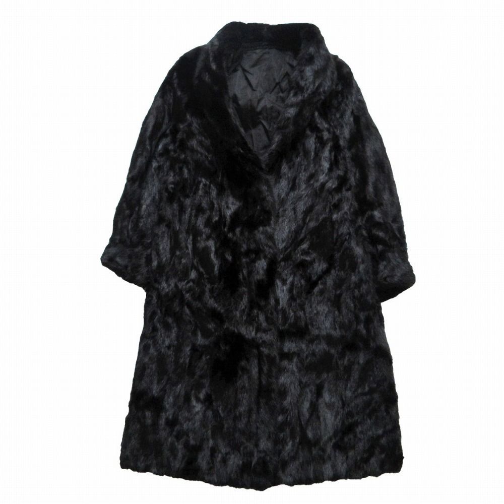 ミンクファー 本毛皮 リアルファー ロングコート ブラック サイズXL