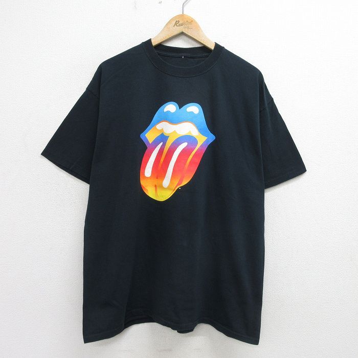 XL/古着 半袖 ビンテージ ロック バンド Tシャツ メンズ 00s ローリングストーンズ クルーネック 黒 ブラック spe 24jun26 中古