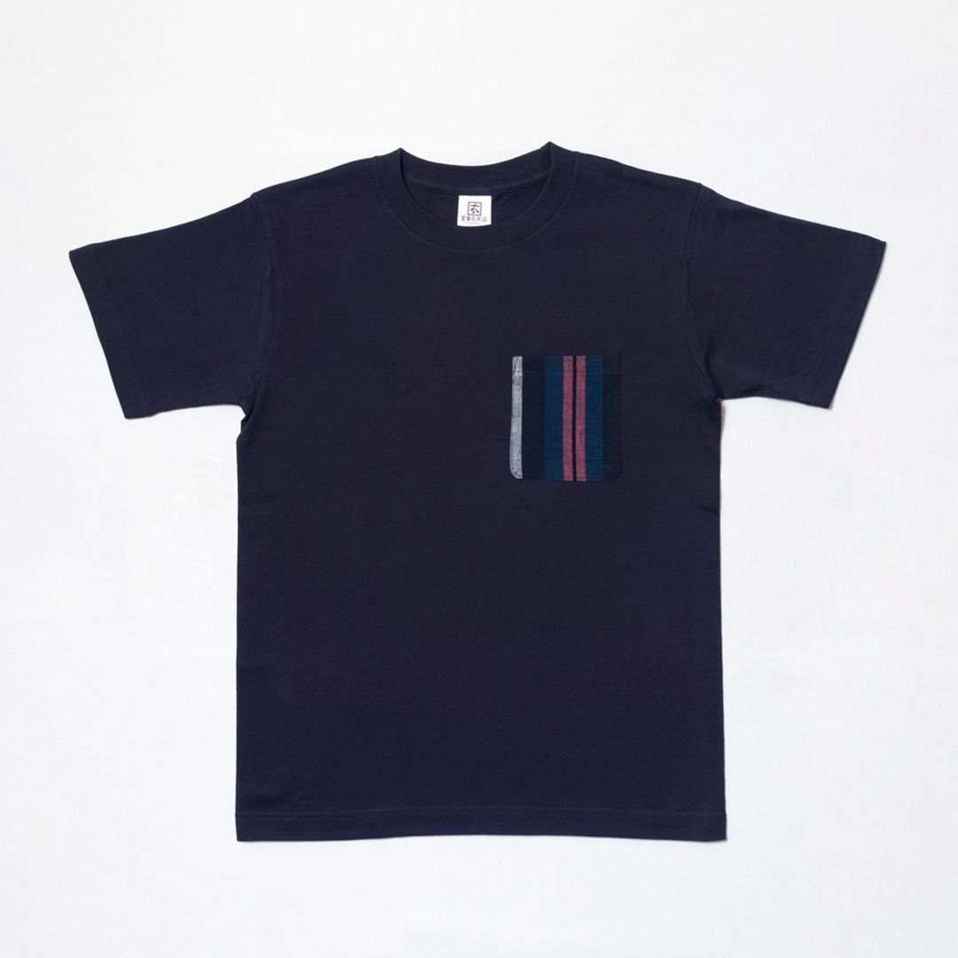 ヤンマ産業 会津木綿　ストライプTシャツ 会津木綿 シャツ ヤンマ産業 会津木綿 スタンドカラーシャツ 半袖 棒縞