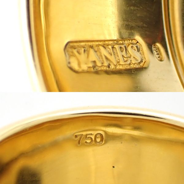 YANES エナメル K18 リング 馬モチーフ 青 イエローゴールド 約17号