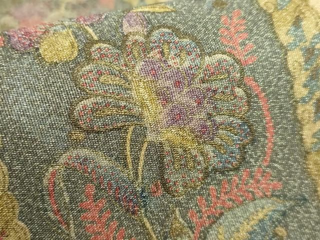 平和屋本店■極上　前田仁仙　仁仙更紗　全通柄袋帯　更紗花文　金通し地　逸品　DZAA5131kh5 平和屋本店□極上 前田仁仙 仁仙更紗 全通柄袋帯 更紗花文 金通し地