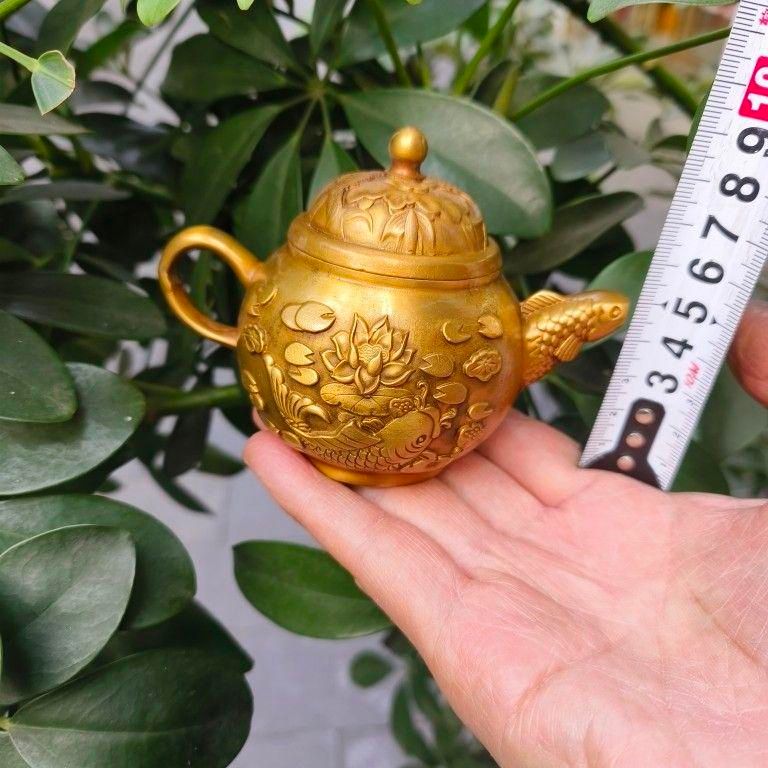 銅器 蓮花鯉 徳利 茶壺 煎茶器 茶道具 装飾品 工芸品 置物