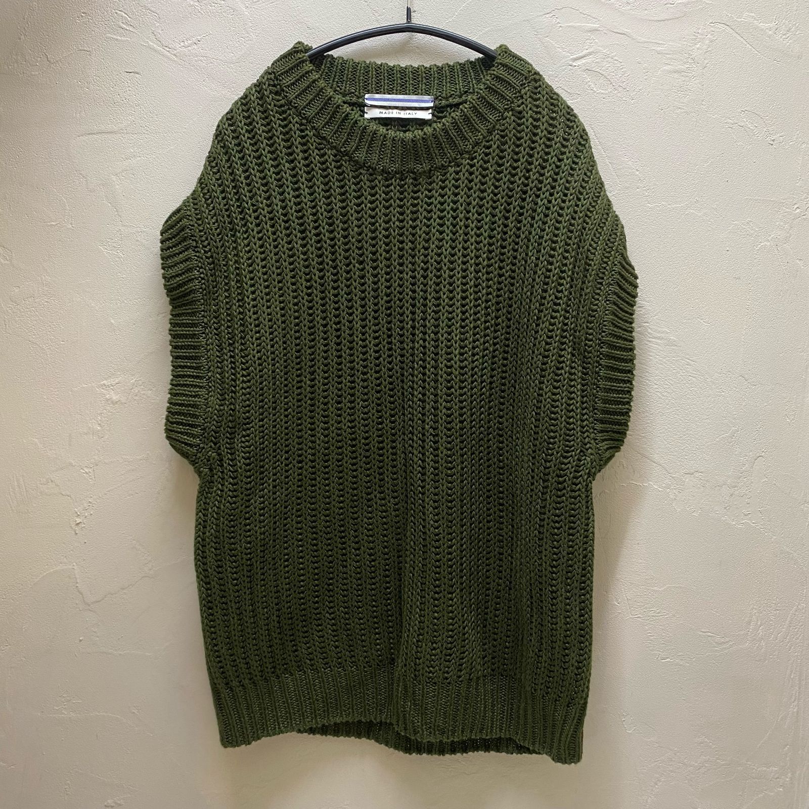 Cristaseya クリスタセヤ 20SS LINEN RIBBED 3 YARN GILET リネンニットベスト グリーン【代官山07】 -  メルカリ