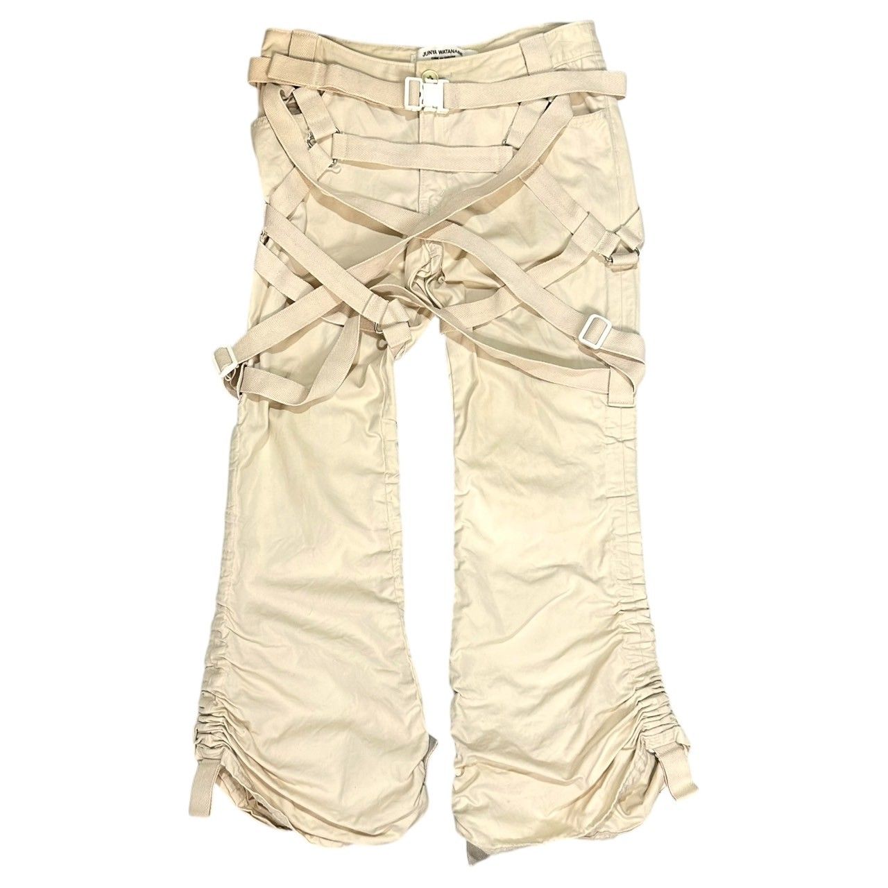 COMME des GARCONS JUNYA WATANABE コムデギャルソンジュンヤワタナベ 03SS Archive Asymmetrical Bondage Pants パラシュート期 アシンメトリー ボンテージ パンツ S ベージュ