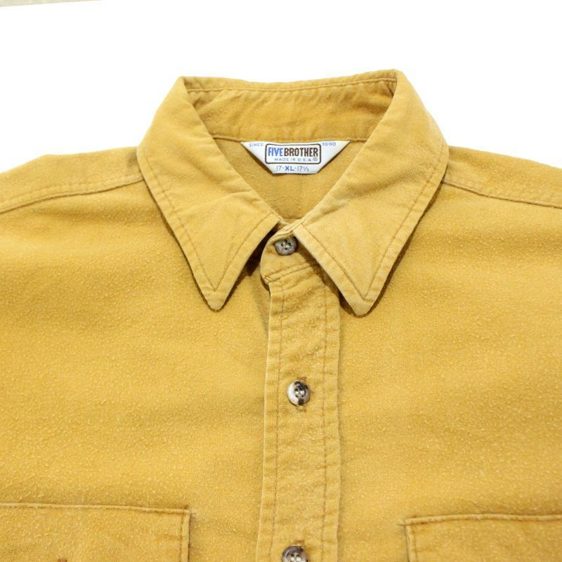 80s USA製 vintage FIVE BROTHER 無地 コットン シャモアクロス