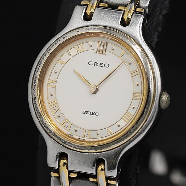 稼働/良品】SEIKO クォーツ 4N20-0400 CREO アイボリー（稼働