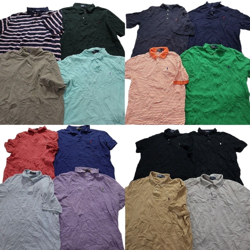 古着卸 ラルフローレン ポロシャツ 16枚セット メンズ M |L |XL |2XL ボーダー ワンポイン ブラック 古着 NA1643