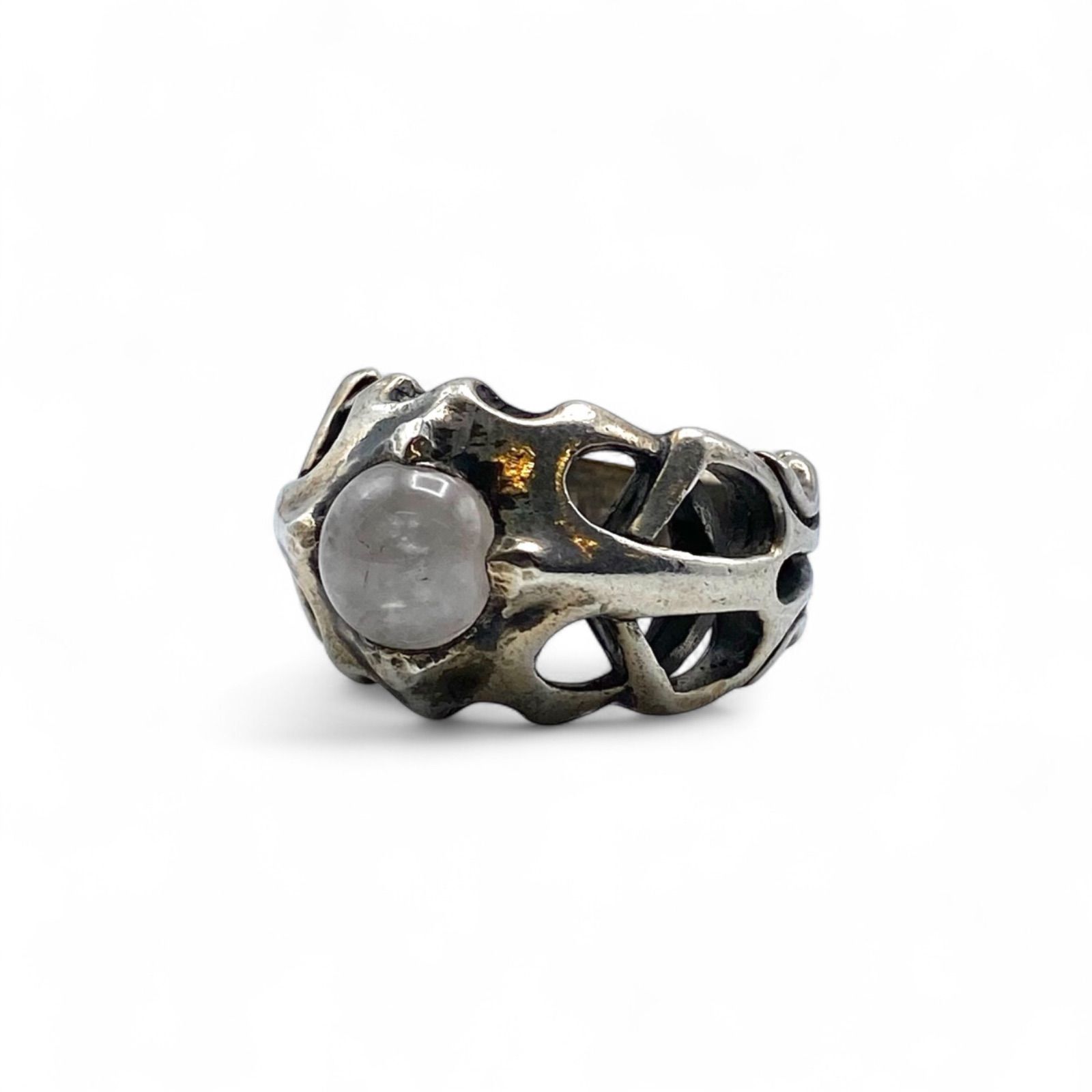 ミルキークォーツ】Silver 925 刻印 Vintage Design Ring シルバー 