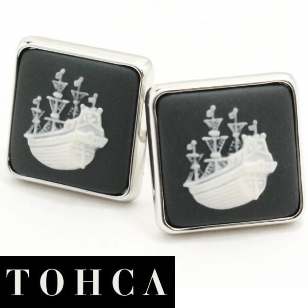 陶華 TOHCA シルバー スクウェア帆船カメオ グレー カフス カフスボタン カフリンクス cufflinks cuffs メンズ 男性 ユニーク  おもしろ 面白 面白い 乗り物 シルバー スーツアクセサリー専門店 父の日 ギフトにも 誕生日 プレゼント プ - メルカリ