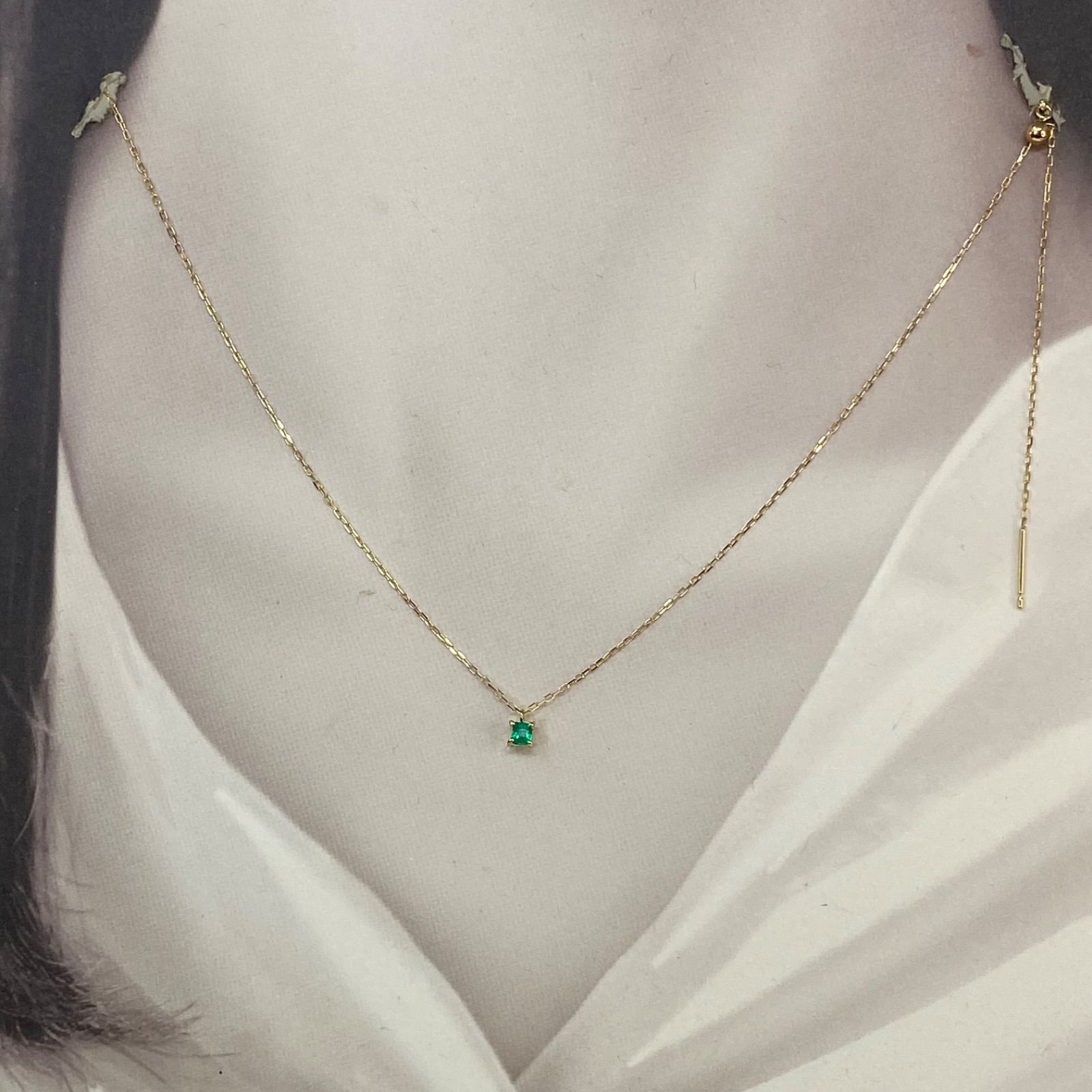 K18YG AU750 18金 天然エメラルド 0.08ct ネックレス 【公式通販】