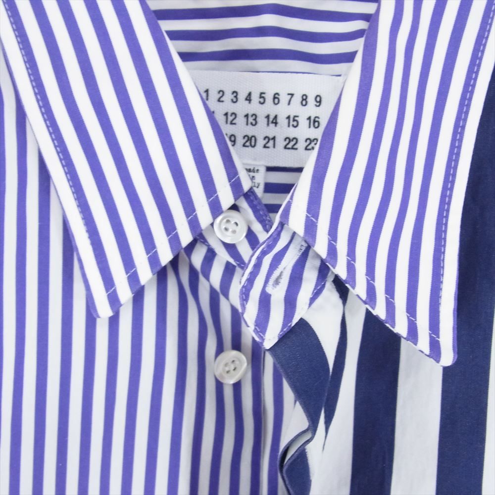 メゾンマルジェラ　19SS コンボ ストライプ シャツ　ブルー系　39（M～L) MAISON MARGIELA / メゾン マルジェラ】big shirts stripe