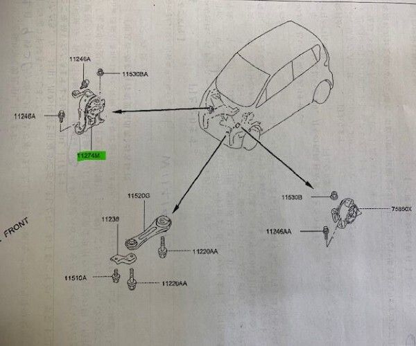 日産 純正 デイズ AA0 フロントエンジン マウンテイング ブラケット NISSAN DAYZ Front engine mount 11274-6A00D ニッサン Genuine