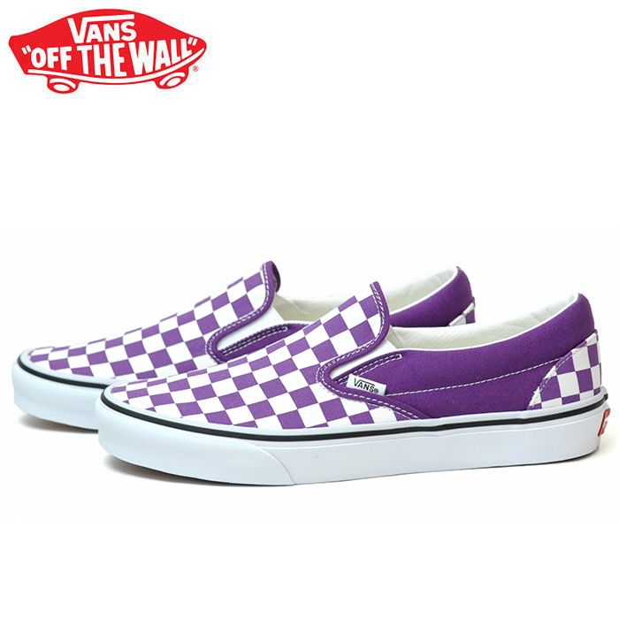 バンズ クラシックスリッポン スニーカー チェッカー メンズ レディース 紫 VANS CLASSIC SLIP ON パープル COLOR  THEORY CHECKERBOARD PURPLE MAGIC VN000BVZ1N8 - メルカリ