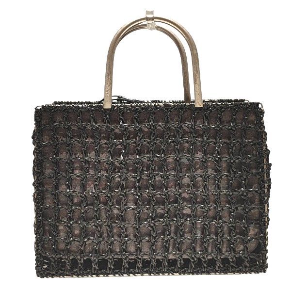 フェラガモ DO21 編み込みレザー ブラック バッグ ハンドバッグ レディース