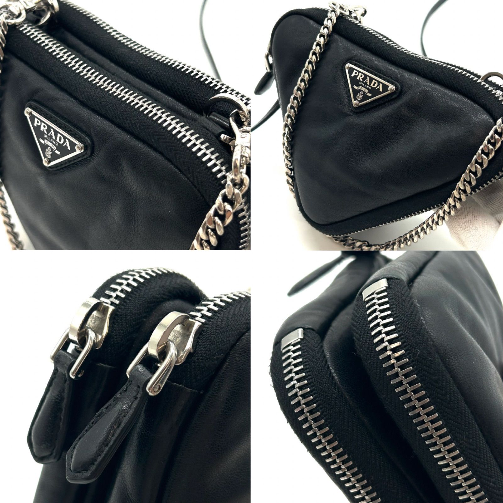 PRADA プラダ ショルダーバッグ ミニ レザー トライアングル