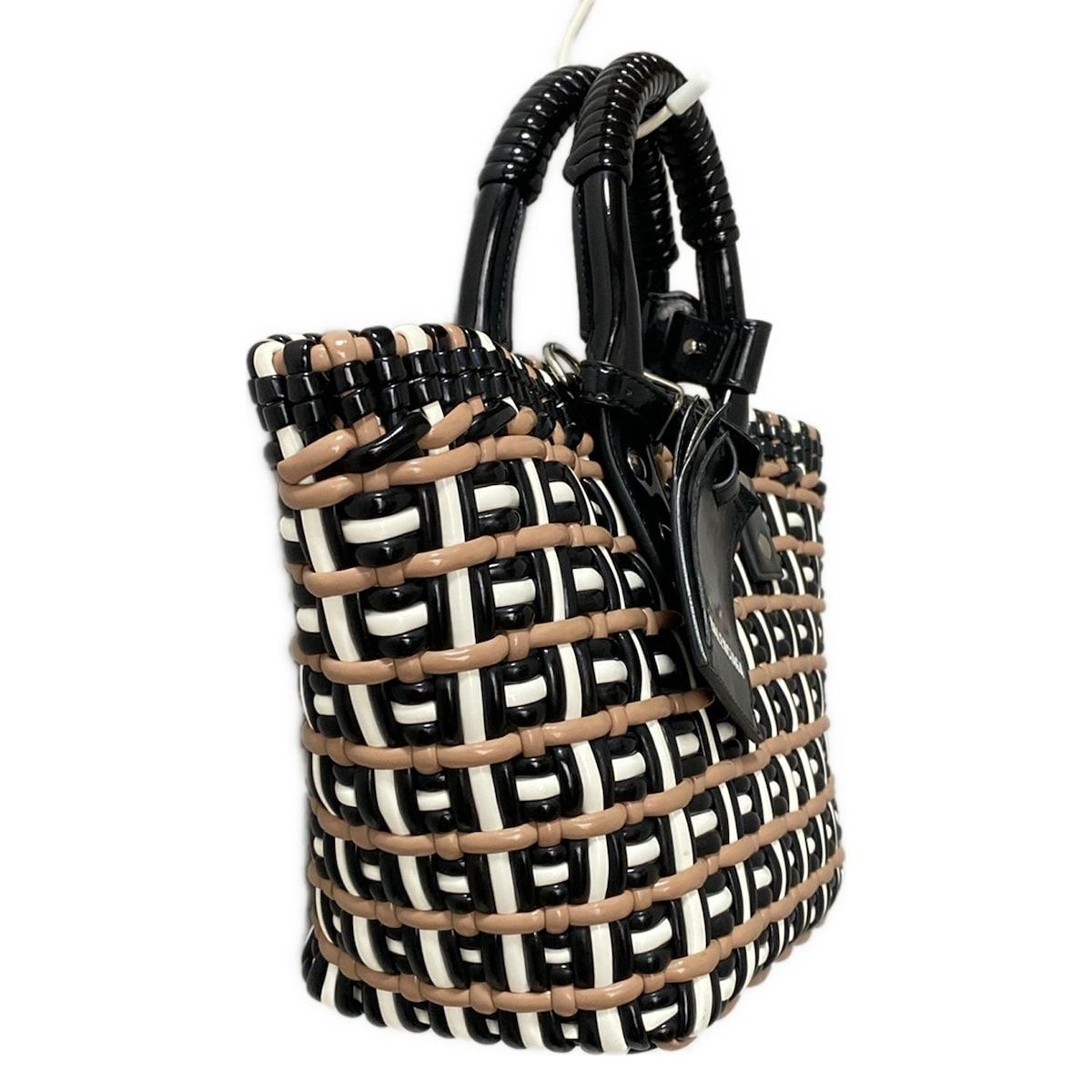 【美品】BALENCIAGA ビストロ XS ベージュ かごバッグ BALENCIAGA BISTRO XS ストラップ付 バスケット モノグラム
