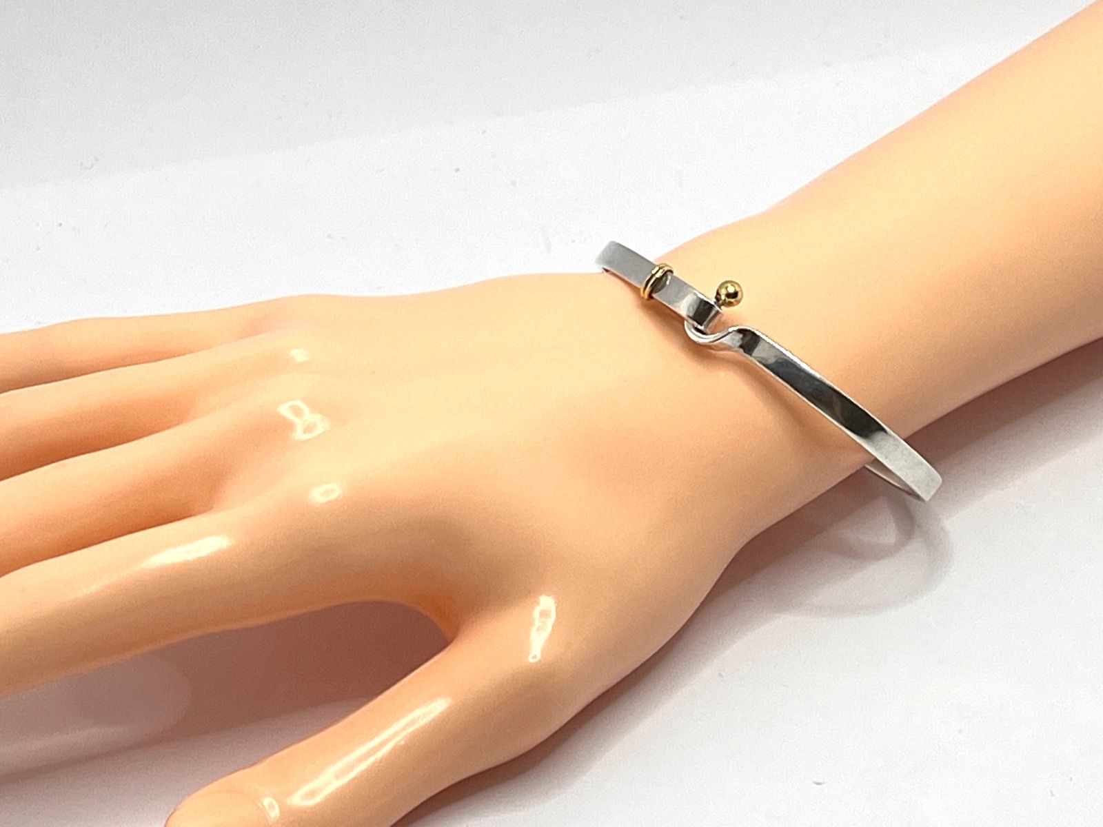 ★美品★ TIFFANY ティファニー フックアンドアイ バングル K18 ティファニー バングル フックアンドアイ ラブノット コンビ