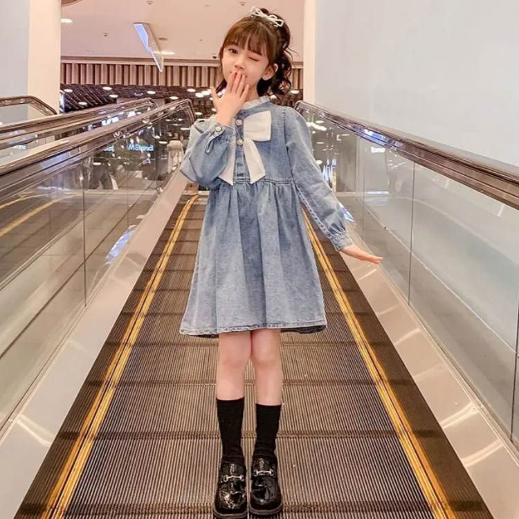 美品　モンクレール　キッズ　ワンピース　デニム　4歳　秋冬　長袖 MONCLER(モンクレール) キッズワンピース・オールインワン(ベビー