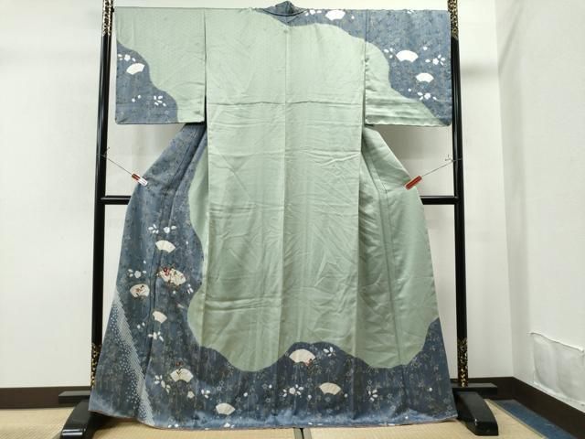 平和屋着物●訪問着　刺繍　絞り　地紙草花文　暈し染め　金彩　鈴乃屋扱い　正絹　逸品　未使用　CAAS7511yc 平和屋着物○訪問着 刺繍 絞り 地紙草花文 暈し染め 金彩 鈴乃屋扱い