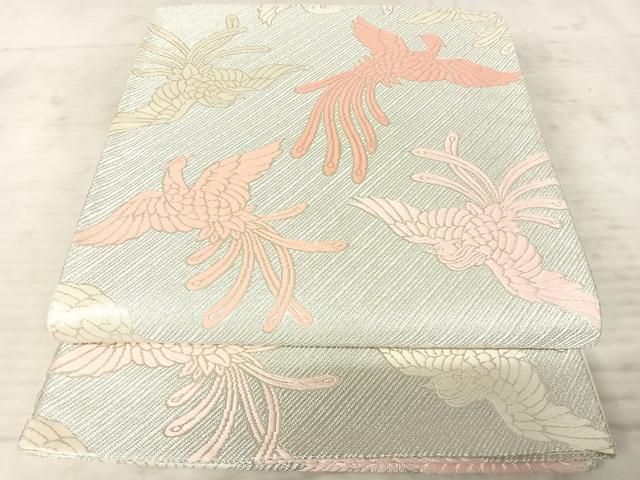 平和屋着物◎六通柄袋帯 唐織 鳳凰文 銀糸 正絹 逸品 AAAY8465yx