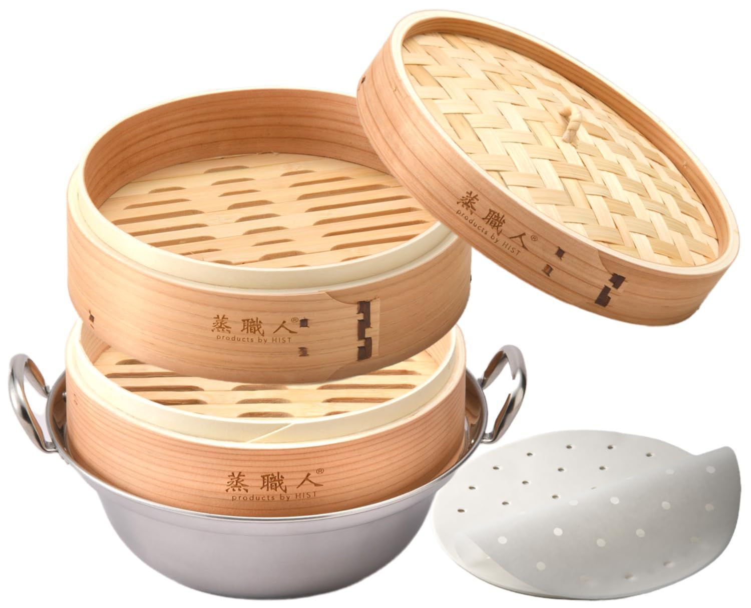 業務用 本体2個 蓋１個セット せいろ蒸し器 杉木セイロ 蒸し器 シート20枚付 IH鍋つき 蒸職人 蒸職人 鍋付き 杉18cm ハイスト