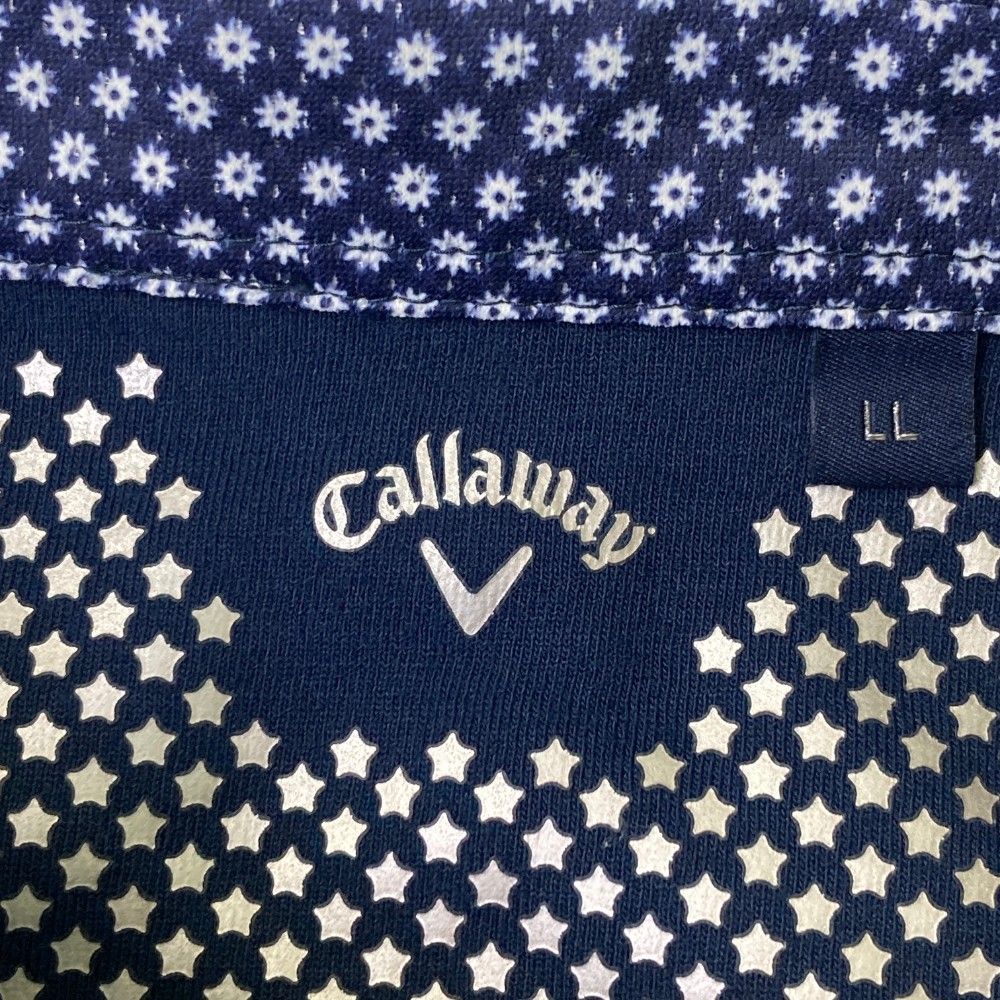 サイズ：LL CALLAWAY キャロウェイ 2023年 半袖ポロシャツ メッシュ 総柄 ネイビー系 [240101429686] ゴルフウェア メンズ ストスト サイズ：LL CALLAWAY キャロウェイ 2023年 半袖ポロシャツ