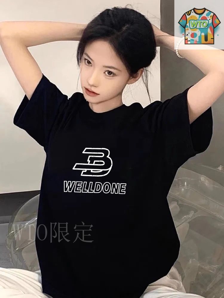 【関税込み】We11done グレー プリントTシャツ CORNER PRINTING | CROSS STITCH クロススティッチ 6.2 oz