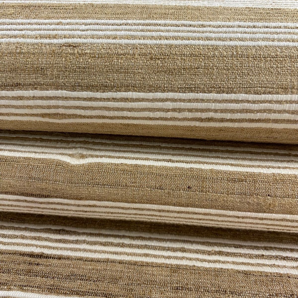 袋帯 美品 逸品 タッサーシルク 野蚕糸 縞 薄茶色 全通 正絹 袋帯 美品 逸品 タッサーシルク 野蚕糸 縞 薄茶色 全通 正絹