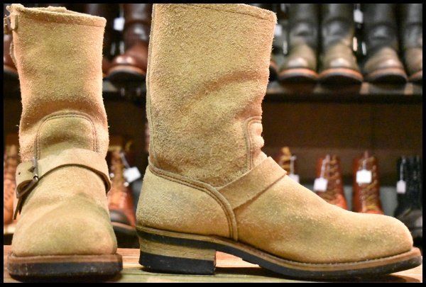 8.5 D PT 91プリント 96年 レッドウィング 8268 スエード エンジニア タン ラフアウト スチールトゥ ブーツ redwing FI 467