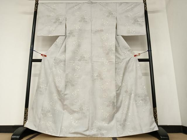 平和屋着物●本場大島紬 白大島 120亀甲 枝花文 正絹 AABA0270zg