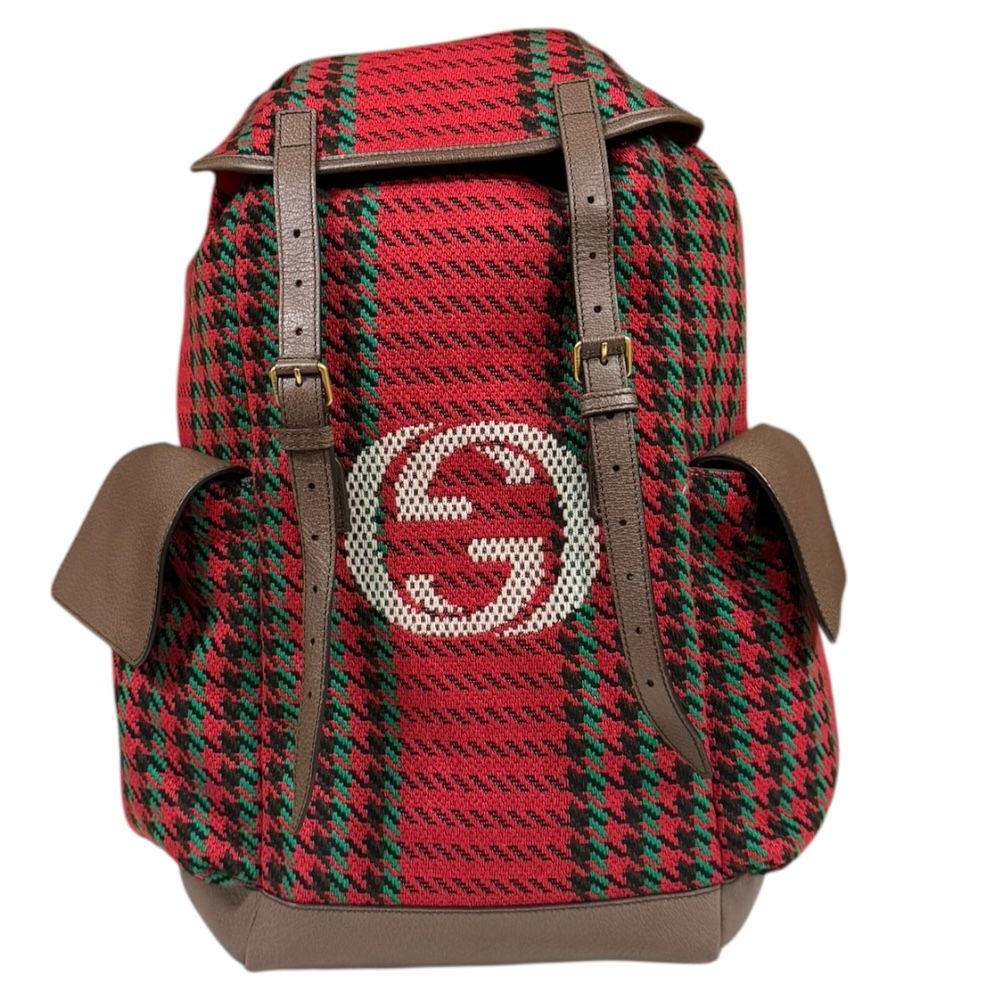 【希少/美品】GUCCI グッチ　ハウンドトゥース＆ストライプ　リュック 希少/美品】GUCCI グッチ ハウンドトゥース＆ストライプ
