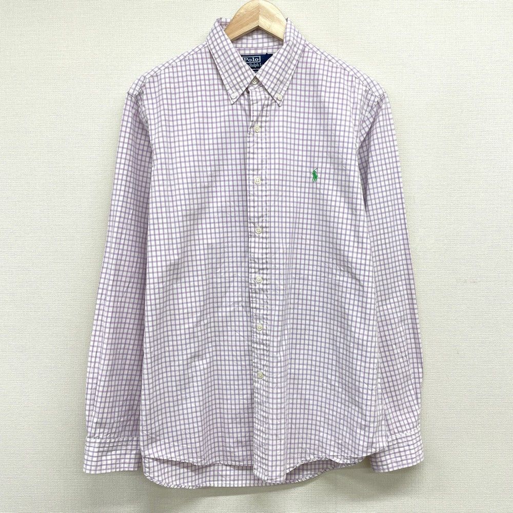 【美品】ポロラルフローレン ロングスリーブシャツ ギンガムチェック ポニー刺繍 美品】ラルフローレン ロングスリーブシャツ ギンガムチェック