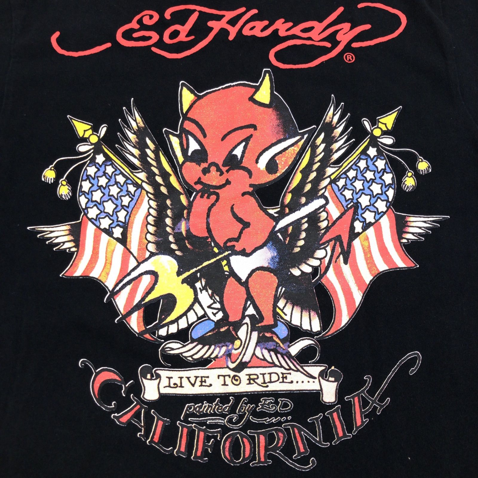 Ed Hardy エドハーディー ロゴプリント レッドデビル y2k T