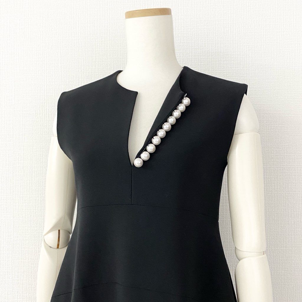 54e7 YOKO CHAN ヨーコチャン パールドレス ノースリーブワンピース