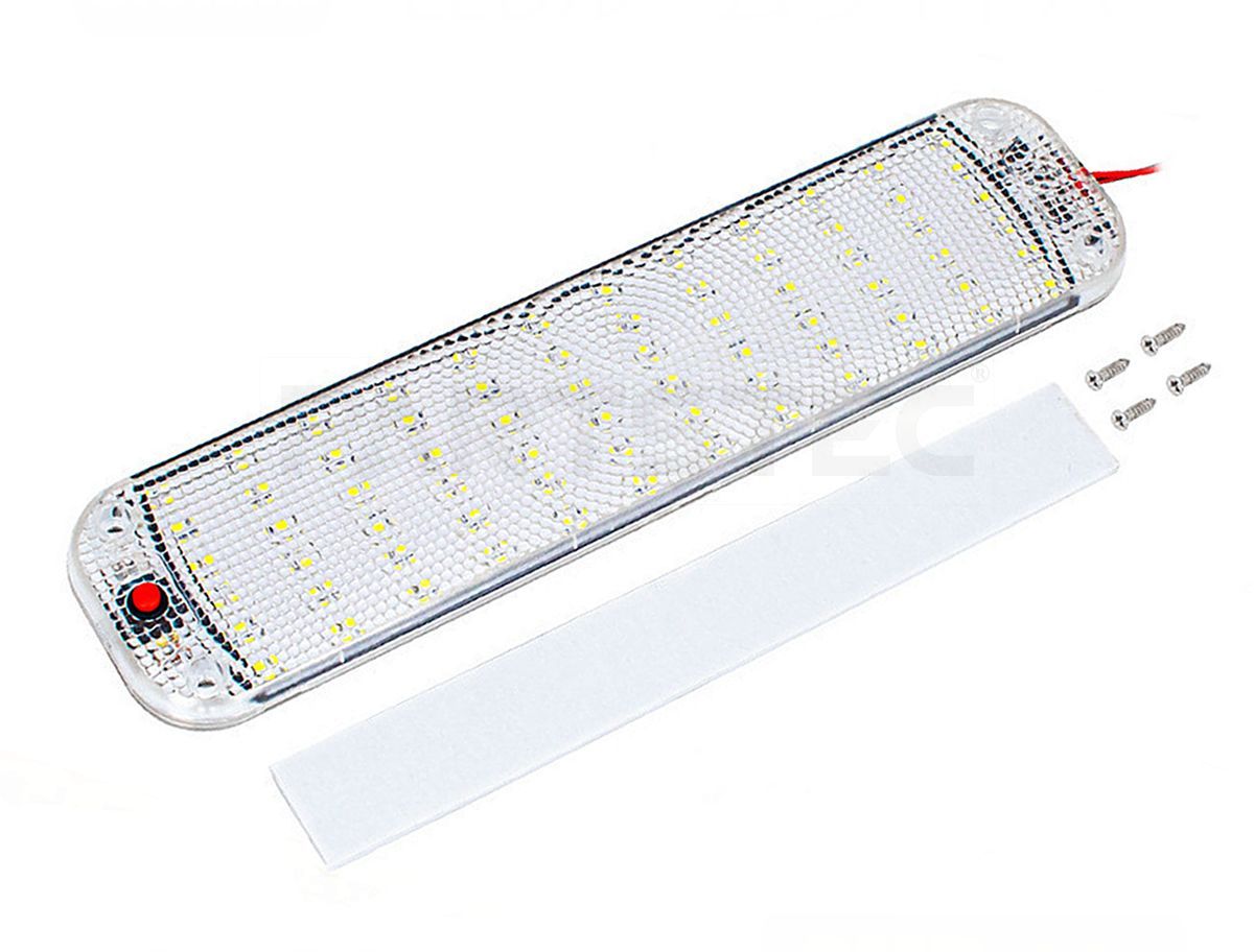 12V 24V 対応 LED ルームライトバー 25cm SMD 72発 ホワイト色 ON/OFFスイッチ付き トラック 船舶 室内灯 蛍光灯 照明 車 / 158-45 ネコポス
