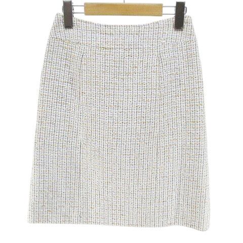 シャネル CHANEL 01P P23727V14151 M2434 膝丈 台形スカート スカート ツイード CCマーク ココマーク 絹 シルク 34 白系 ホワイト 裏地