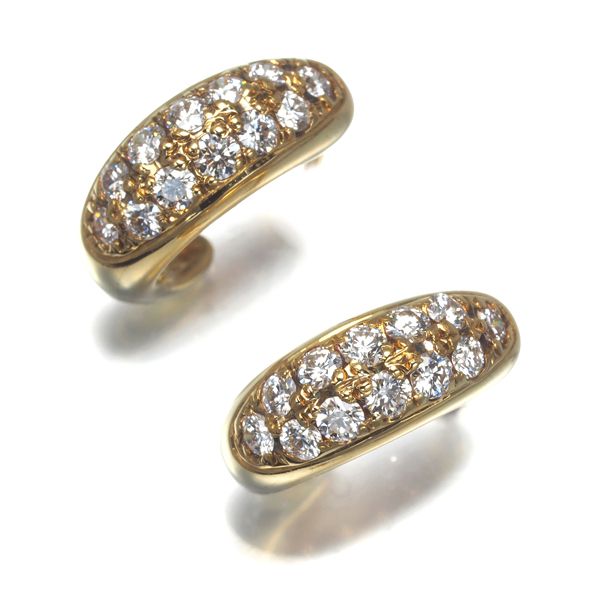 ミキモト ピアス ダイヤ ダイヤモンド パヴェ ハーフフープ K18YG  