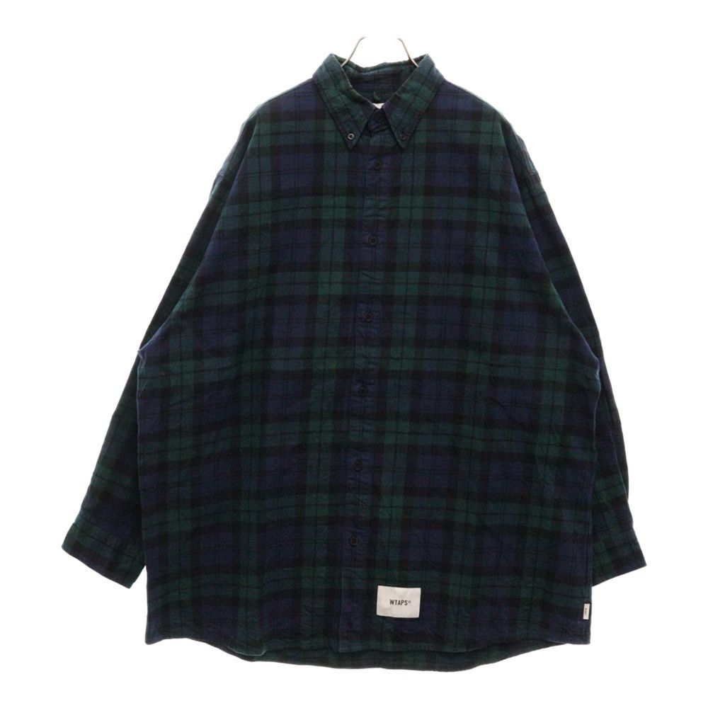 WTAPS (ダブルタップス) チェック フランネルシャツ 長袖シャツ ネイビー/グリーン 221TQDT-SHM03