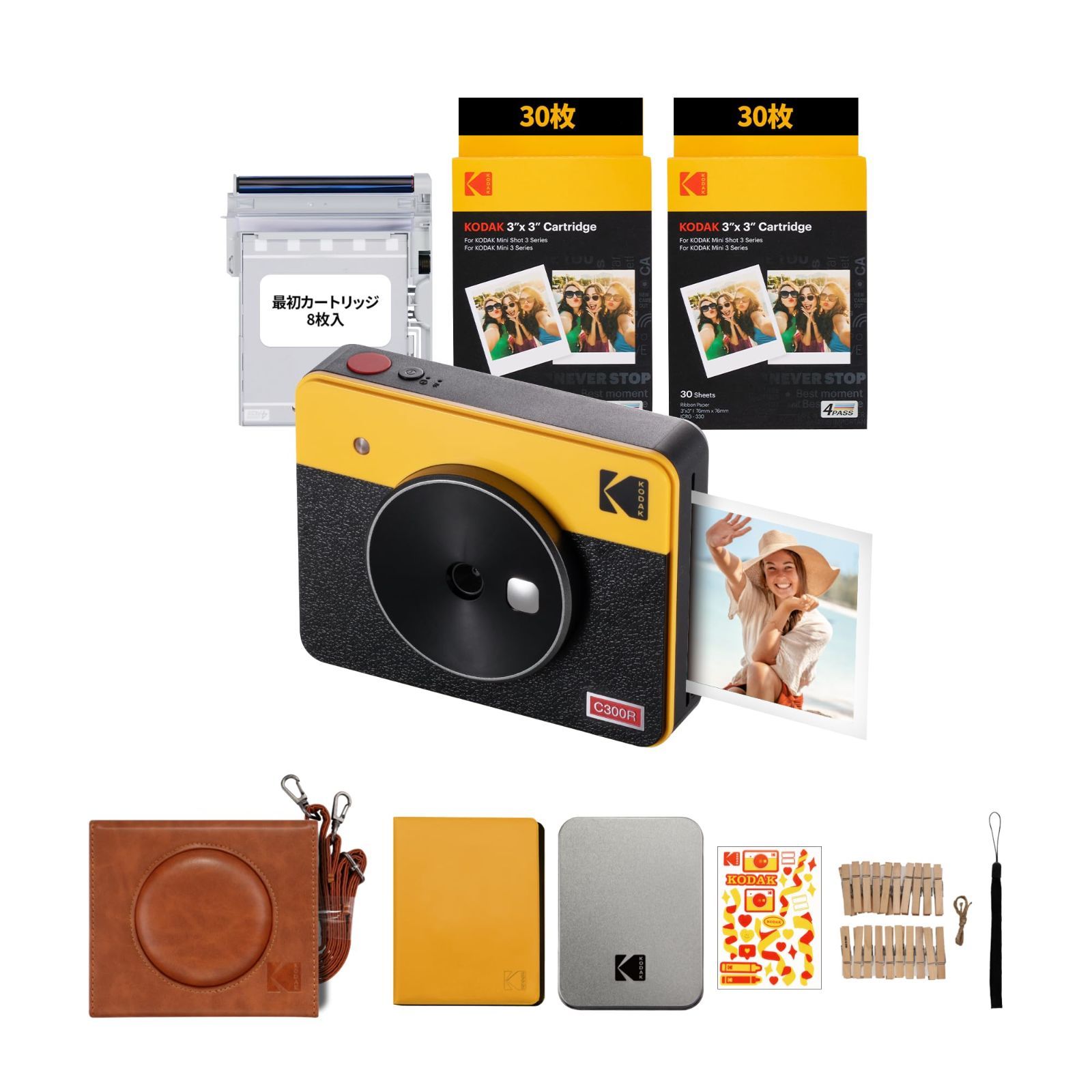 特価セール】KODAK Mini Shot コダック 3 レトロ 4PASS 2-in-1インスタントカメラ＆フォトプリンター (7.6cmx7.6cm)＋カメラ本体8枚入り+60枚アクセサリーバンドル、イエロー - メルカリ