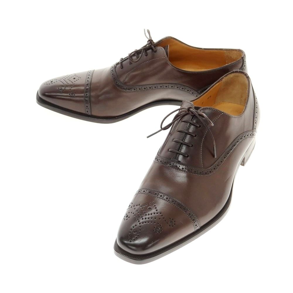 【中古】【未使用】サントーニ Santoni セミブローグ ドレスシューズ ダークブラウン【サイズ6 1/2】【メンズ】