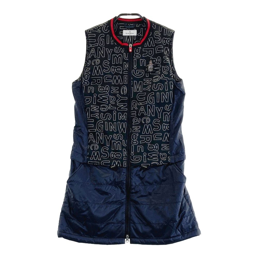 サイズ M MUNSING WEAR マンシングウェア SL7875 中綿切替 フルジップ ワンピース 総柄 ネイビー系 240101507216 ゴルフウェア レディース ストスト