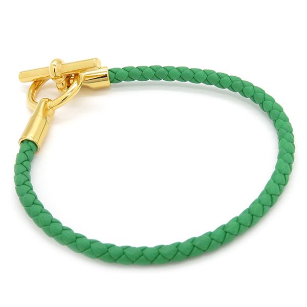 極美品✨HERMES グレナン ブレスレット ダークグリーン×ゴールド金具