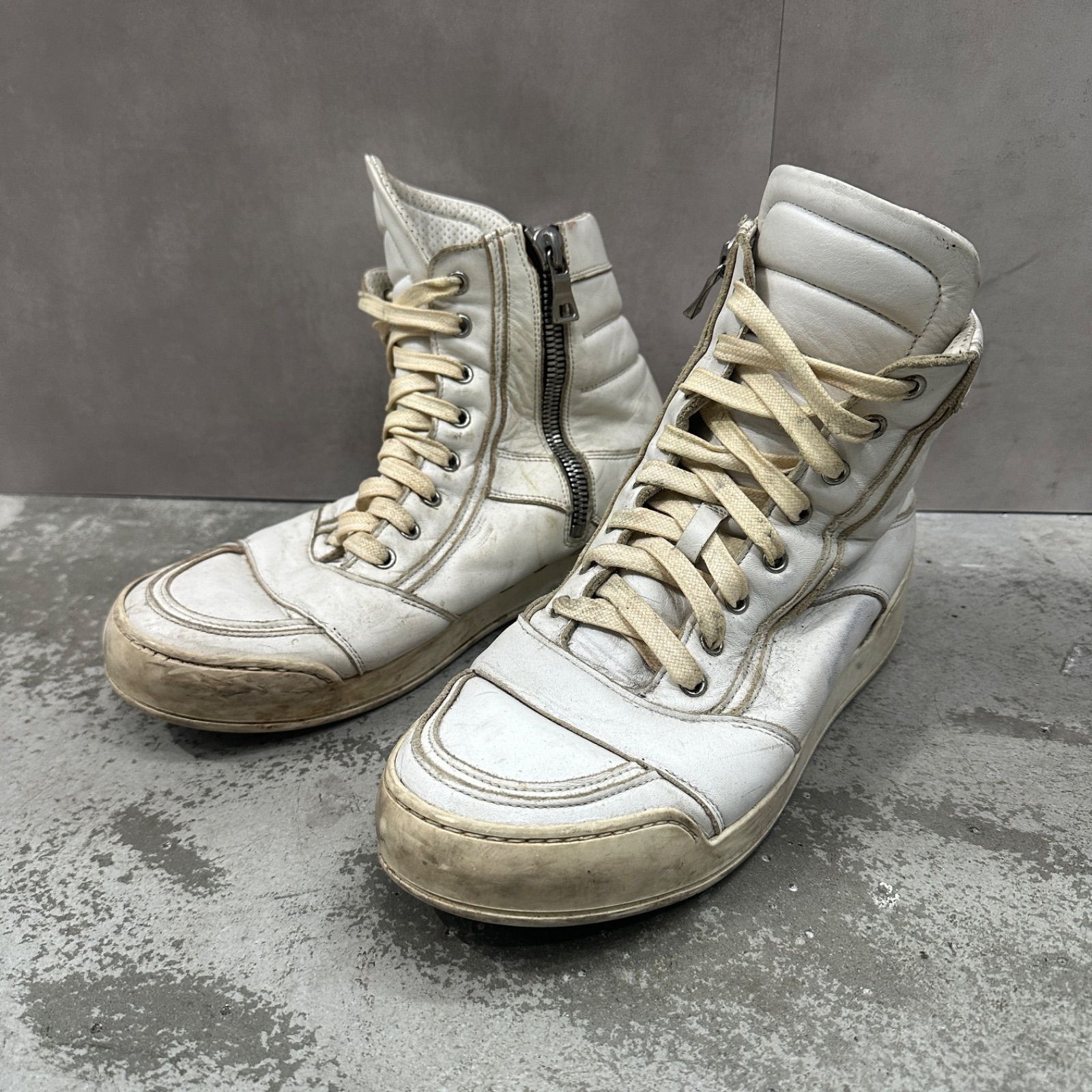 BALMAIN レザー ハイカット スニーカー バルマン 41 98567A1 - メルカリ