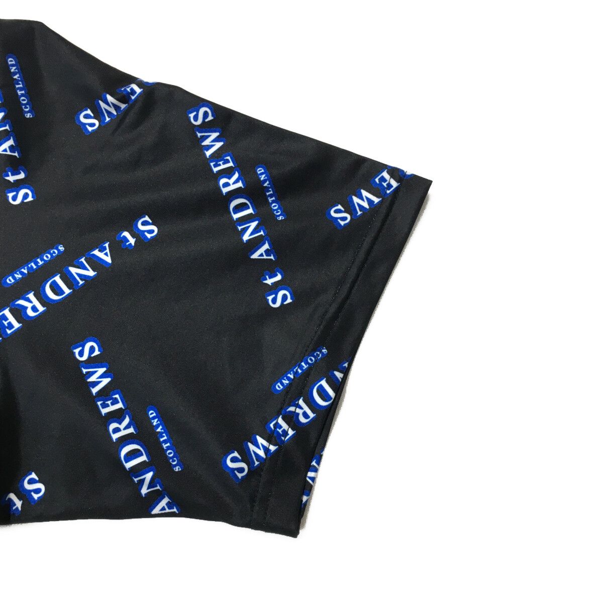St.Andrews - coco 中古 セントアンドリュース StANDREWS メンズ 半袖シャツ M 黒系 ブラック モックネック ロゴ総柄 St.Andrews - coco 中古 セントアンドリュース StANDREWS メンズ