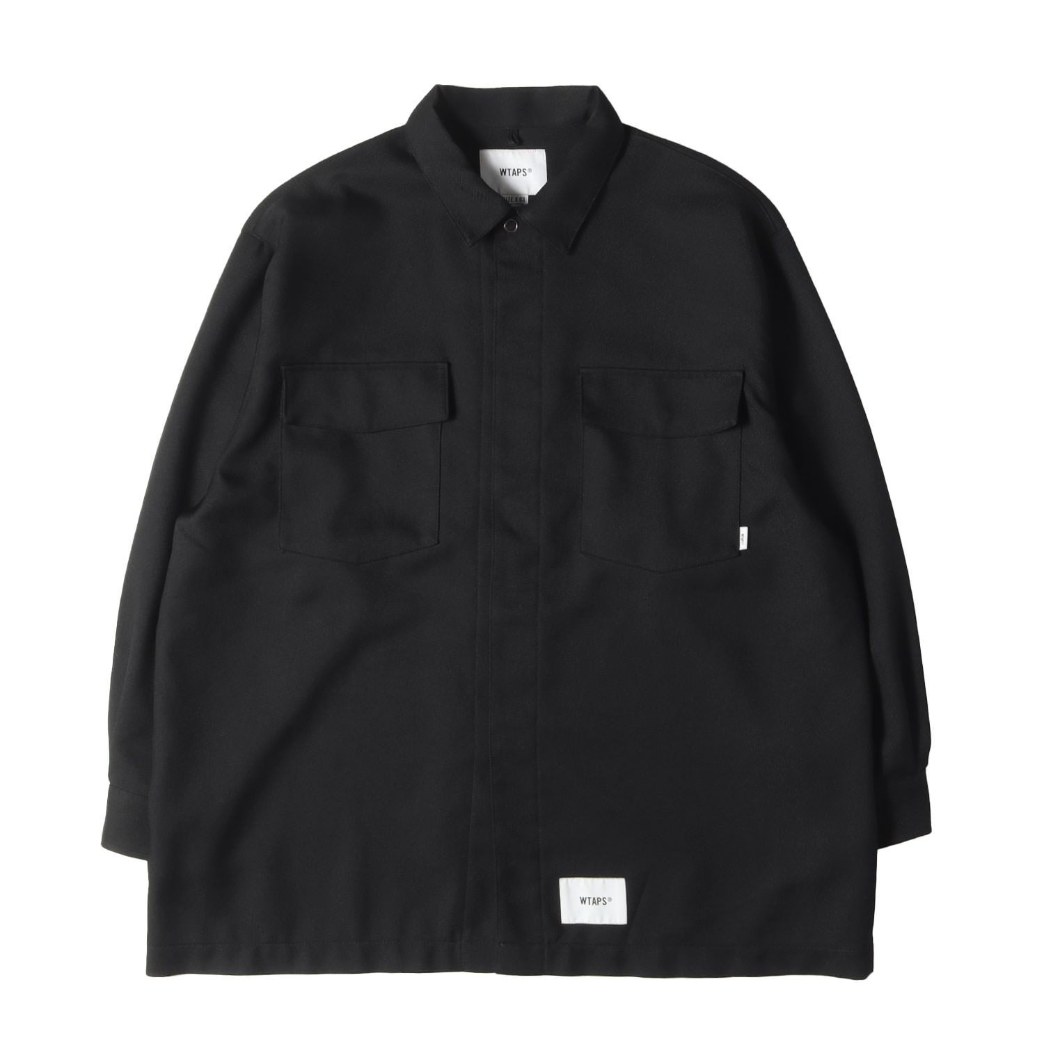 WTAPS ダブルタップス シャツ サイズ:L 22SS ヘビーツイル オーバーサイズ 比翼ボタン シャツ HUEY L/S SHIRT POLY  TWILL ブラック 黒 トップス カジュアルシャツ 長袖 ミリタリー【メンズ】 - メルカリ