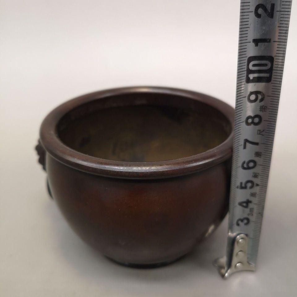 銅器 故宮双獅耳飾壺 香炉 ペン洗い 獅耳招財壺 装飾品