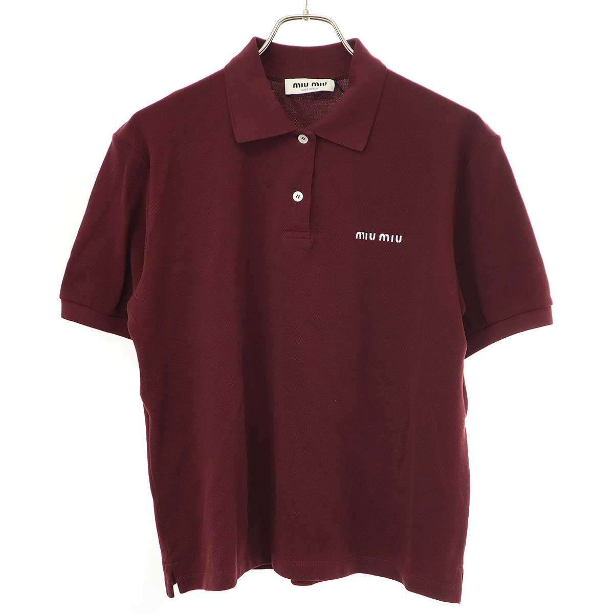 miu miu ミュウミュウ Cotton Pique MIU Logo Polo Shirt